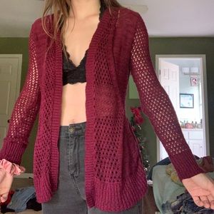 Light knitted cardigan see through netted